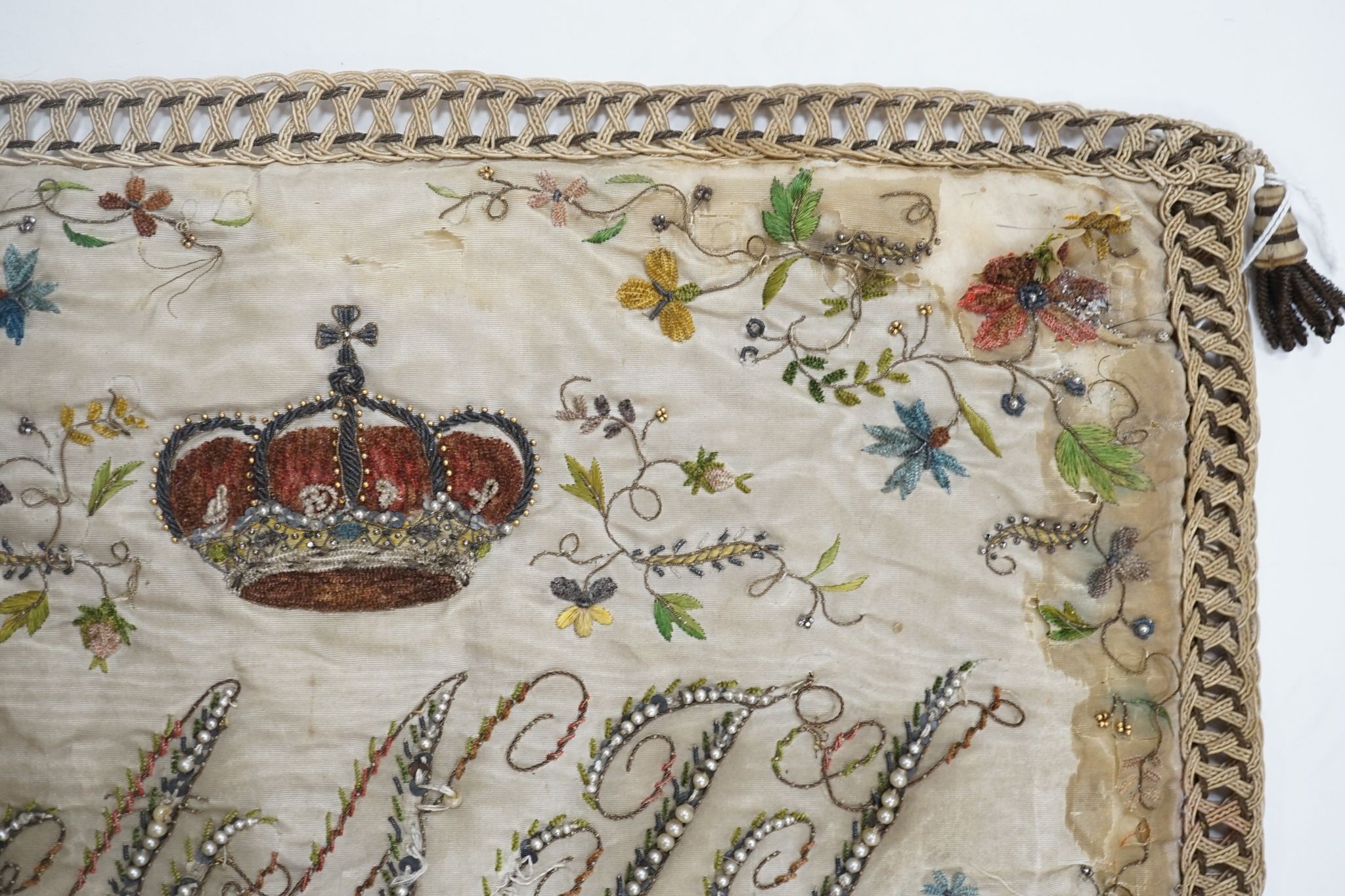 An embroidered cushion